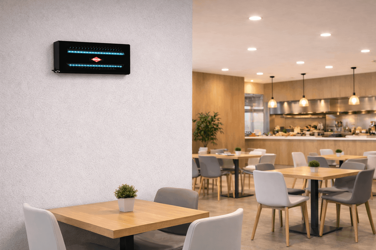 Armadilha Luminosa LED Orkin em restaurante